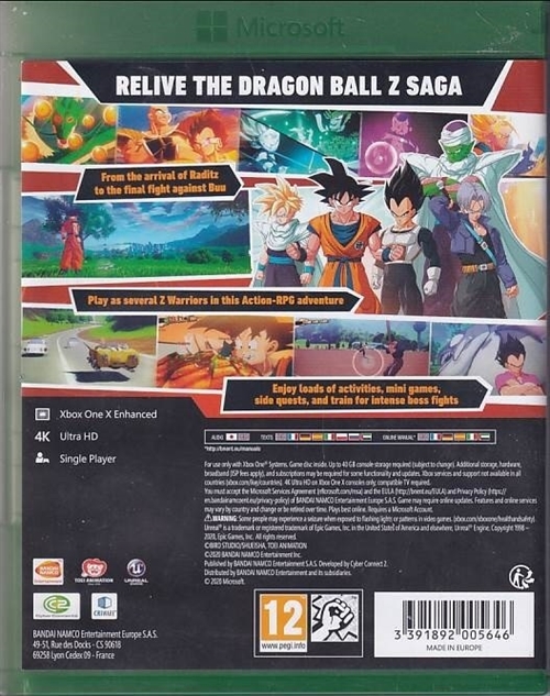 Dragon Ball Z - Kakarot - Xbox One Spil (B-Grade) (Genbrug)